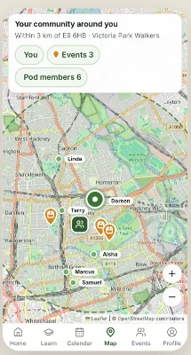 Booked activity screen — next event with one-tap RSVP